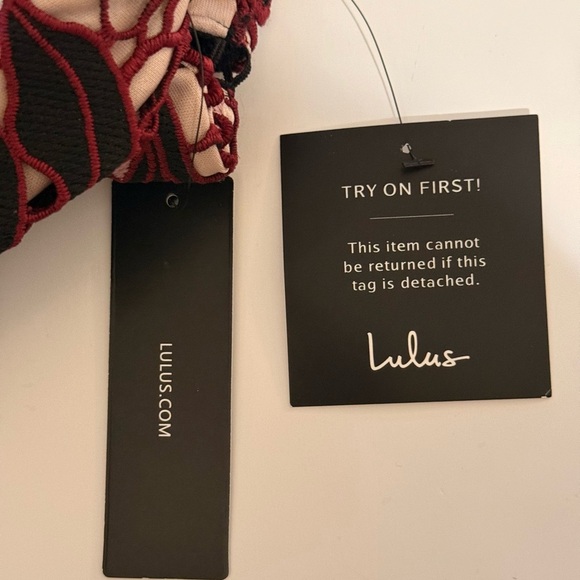 NWT Lulus Pink and Black Crochet Lace Strapless Knee Length Dress Sz Large - Picture 8 of 16